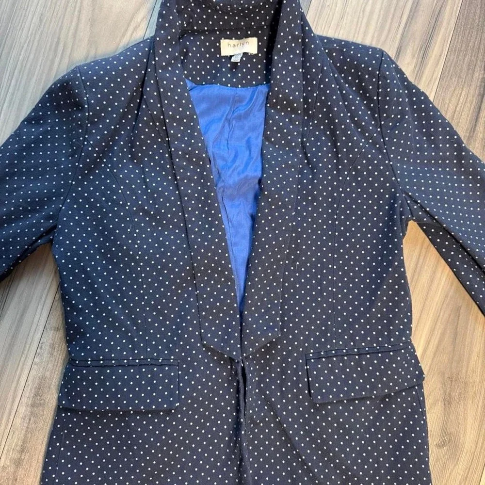 Harlyn navy blue polka dot blazer with blue lining, size M